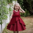 thumbnail image 1 of ZHOGXU Big Kids Girls Satin Dress Sleeveless Round Neck Solid Color Comfortable Stylish Tutu Dresses For Party And Daily Wear Brick Red 4-5 Years, 1 of 5