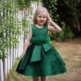 thumbnail image 1 of ZHOGXU Big Kids Girls Satin Dress Sleeveless Round Neck Solid Color Comfortable Stylish Tutu Dresses For Party And Daily Wear Dark Green 5-6 Years, 1 of 8