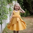 thumbnail image 1 of ZHOGXU Big Kids Girls Satin Dress Sleeveless Round Neck Solid Color Comfortable Stylish Tutu Dresses For Party And Daily Wear Yellow 6-7 Years, 1 of 5
