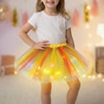 thumbnail image 1 of ZHOGXU Big Kids Girls Skirt Elastic Waist Color Block Comfortable Stylish Mesh Tutu Skirts With Lights For Carnival Party And Daily Wear Yellow One Size, 1 of 4