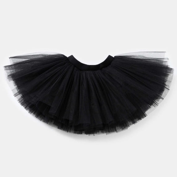 ZHOGXU Big Kids Girls Skirt Elastic Waist Solid Color Comfortable Stylish Mesh Tutu Skirts For Carnival Party And Daily Wear Black 8-12 Years