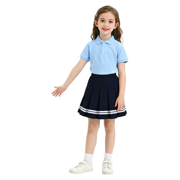 ZHOGXU Big Kids Girls Skirt Elastic Waist Solid Color Comfortable Stylish Pleated Skirts For School And Daily Wear Navy 4Xl