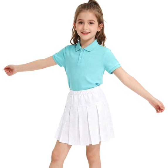 ZHOGXU Big Kids Girls Skirt Elastic Waist Solid Color Comfortable Stylish Pleated Skirts For School And Daily Wear White Xl
