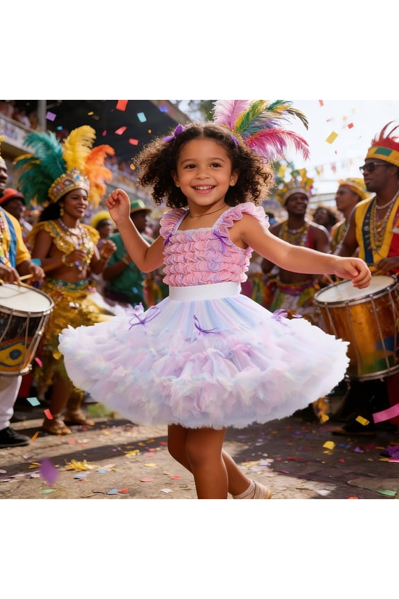 Big Kids Girls Skirt Elastic Waist Solid Color Mesh Comfortable Stylish Layered Tutu Skirts For Party And Birthday Celebration Multicolour 5-6 Years