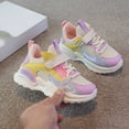 thumbnail image 1 of ZHOGXU Big Kids Girls Sneakers Soft Sole Non Slip Lace Up Striped Print Comfortable Breathable Stylish Sports Shoes For Outdoor Activities Purple 11-11.5 Years, 1 of 7