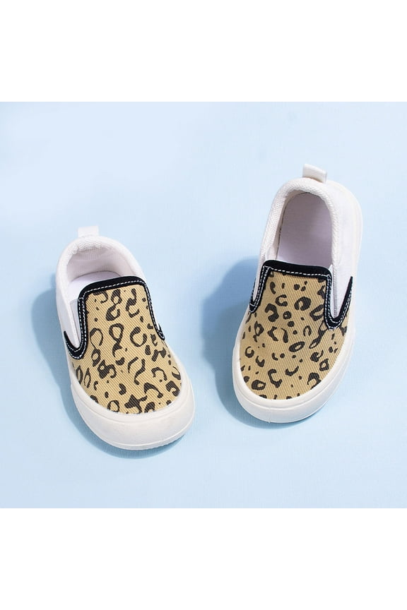 Big Kids Girls Sneakers Soft Sole Non Slip Leopard Print Lightweight Comfortable Casual Shoes For Everyday Wear Brown 12-15 Months