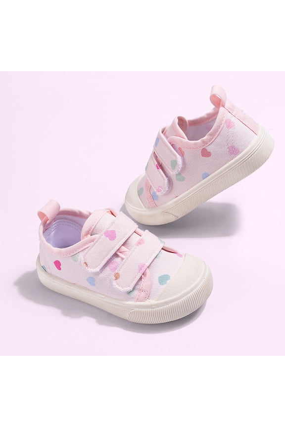Big Kids Girls Sneakers Soft Sole Non Slip Love Heart Print Lightweight Comfortable Casual Sport Shoes For Everyday Wear Pink 12-15 Months