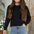 thumbnail image 1 of ZHOGXU Big Kids Girls Sweaters Long Sleeve Round Neck Knit Solid Color Warm Comfortable Top For Casual Daily Wear Black 12-18 Months, 1 of 4