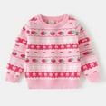 thumbnail image 1 of ZHOGXU Big Kids Girls Sweaters Long Sleeve Round Neck Knit Strawberry Print Warm Comfortable Sweater Top For Daily Wear Pink 6-7 Years, 1 of 9