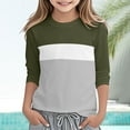 thumbnail image 1 of ZHOGXU Big Kids Girls Tee Long Sleeve Round Neck Color Block Soft Comfortable Casual Top For Everyday Wear Army Green 3-4 Years, 1 of 5
