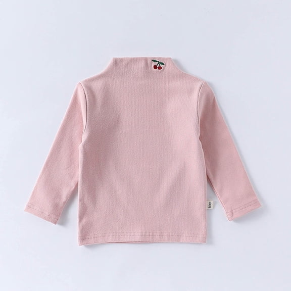 ZHOGXU Big Kids Girls Top Long Sleeve Turtleneck Cartoon Embroidery Comfortable Soft Stretch Warm Sweatshirt For Autumn Winter Daily Wear Pink 6-9 Months
