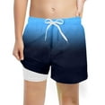 thumbnail image 1 of ZHOGXU Boys Fashion Casual Gradient Swim Trunks With Compression Liner Drawstring Elastic Swim Shorts,Dark Blue,7Y, 1 of 3