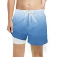 thumbnail image 1 of ZHOGXU Boys Fashion Casual Gradient Swim Trunks With Compression Liner Drawstring Elastic Swim Shorts,White,14-16 Years, 1 of 3