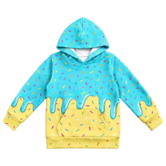 ZHOGXU Boys Girls Dripping Ice Cream Print Hoodie Long Sleeve Pullover Sweatshirt Kids Casual Classic Tops,18-24 Months