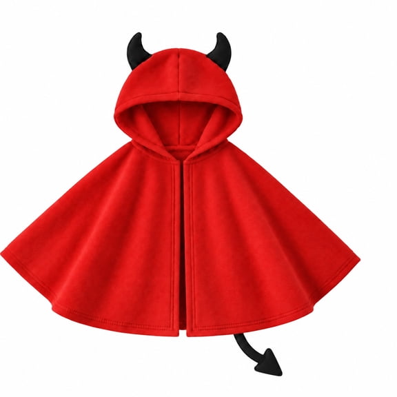 ZHOGXU Boys Girls Hooded Cape Coat Halloween Devil Dress Up Open Front Jacket Outerwear For Kids,0-6 Months