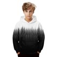 thumbnail image 1 of ZHOGXU Boys Patchwork Gradient Hooded Sweatshirt Long Sleeve Pullover Hoodie With Pocket For Kids Cool Outdoor Play Wear,Black1,8-9 Years, 1 of 5
