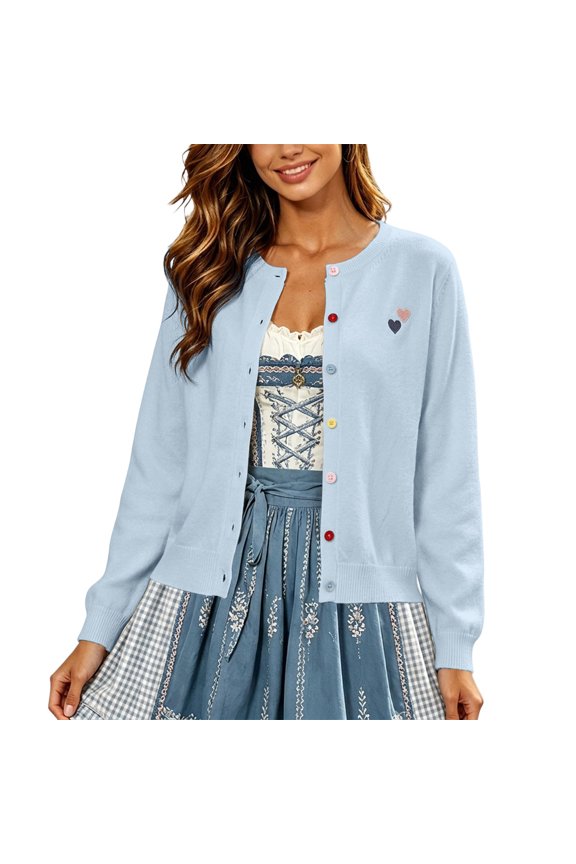 Cardigan For Women Autumn Winter Style Soft Wool Blend Sweater Jacket Featuring Elegant Embroidery And Timeless Plaid For Everyday Lightweight Warmth Casual For Daily Shopping