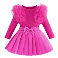 thumbnail image 1 of ZHOGXU Child Girl Outfits Solid Color Long Sleeve Top Solid Bowknot Skirt Two Pieces Set Spring And Summer Fashion Wear，Red，Xxl, 1 of 7