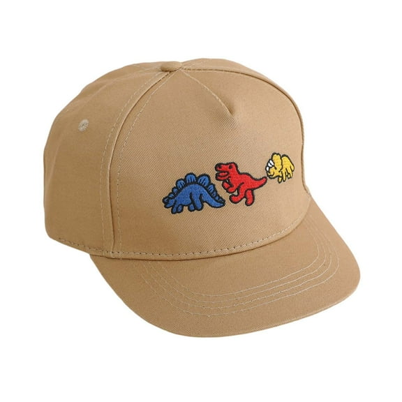 ZHOGXU Children Baseball Hat Summer Dinosaurs Embroidery Wide Brim Sun Protection Caps For Spring Summer Outdoor Daily Wear,Khaki,One Size