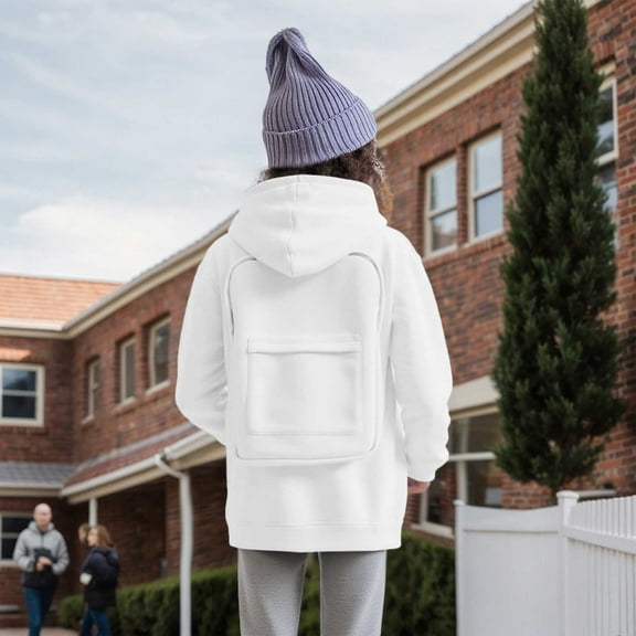 ZHOGXU Children Boys Girls Hoodies With Pocket Long Sleeve Solid Color Zipper Back With Bag Fashion Cute Sweatshirt For Casual Daily Wear White 13-14 Years