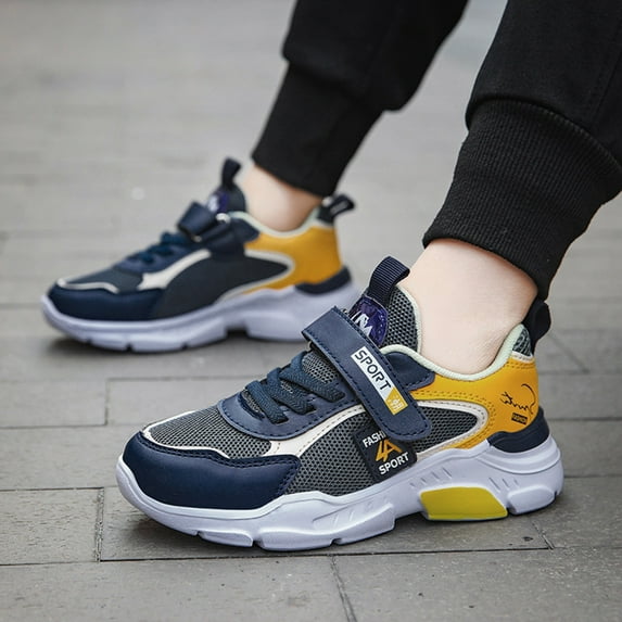 ZHOGXU Children Boys Girls Sneakers Comfortable Soft Soled Lightweight Breathable Beach Outdoor Athletic Sports Shoes,Yellow,12-12.5 Years