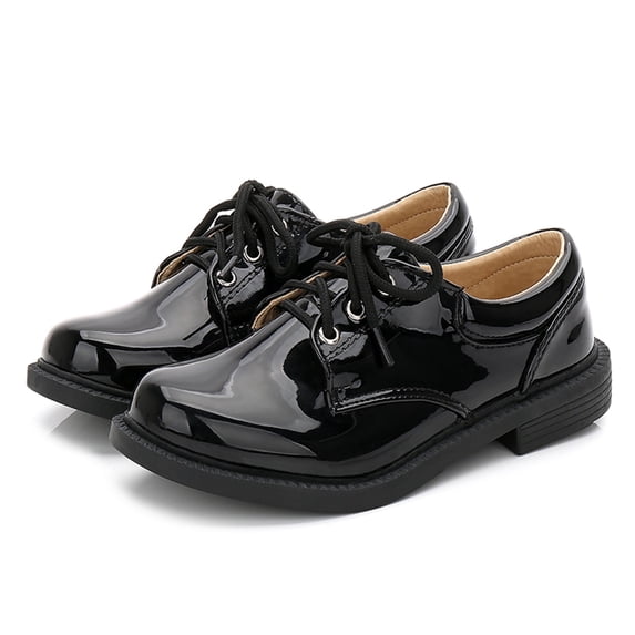 ZHOGXU Children Boys Shoes Non Slip Thick Bottom Solid Color Comfortable Dress Shoes For Stage Performance,Black,11-11.5 Years