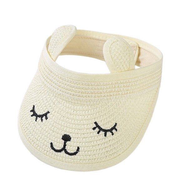 ZHOGXU Children Empty Top Hat Baby Sun Protection Cute Cartoon Cool Hat For Outdoor Play Travel Lightweight Breathable,White,One Size