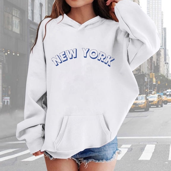 ZHOGXU Children Girls Boys Hoodies With Pocket Long Sleeve Letter Print Soft Loose Sweatshirt For Autumn Winter Daily Wear White 3-4 Years