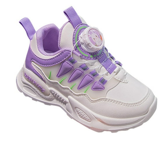 ZHOGXU Children Girls Boys Sneakers Fashion All Season Flat Thick Bottom Lightweight Non Slip Breathable And Comfortable Sports Shoes,Purple,6-7 Years