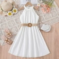 thumbnail image 1 of ZHOGXU Children Girls Summer Dress Sleeveless Halter Neck Solid Color Comfortable Fashion Dresses For Formal Occasions And Party Wear,White,11-12 Years, 1 of 7