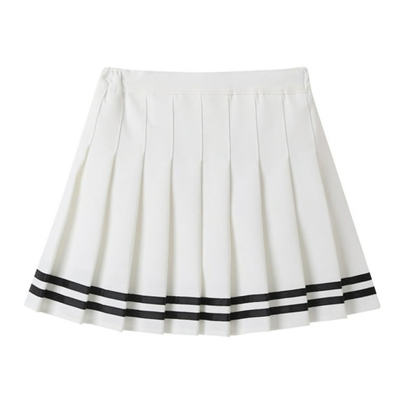 ZHOGXU Children Girls Summer Skirt Casual Pleated Striped Dropped Waist A Line Skirt Comfortable School Outdoor Play Wear,White,18-24 Months