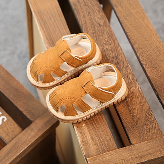 ZHOGXU Children Boys Girls Summer Shoes Flat Bottom Non Hollow Out Solid Color Comfortable Breathable Shoes For Casual Daily Wear,Yellow,6-9 Months