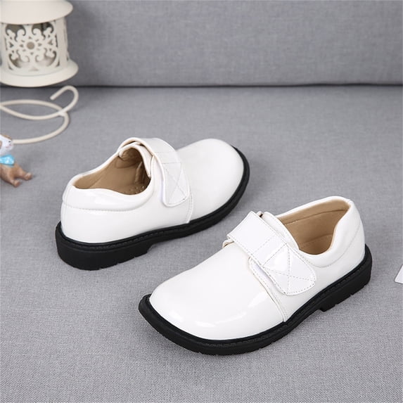 ZHOGXU Children Kids Boys Shoes Non Slip Thick Bottom Solid Color Comfortable Elegant Dress Shoes For Stage Performance,White,13.5-14 Years