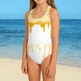 thumbnail image 1 of ZHOGXU Children Kids Girls One Piece Swimsuit Sleeveless Suspenders Ice Cream Print Comfortable Stylish Swimwear For Beach Pool,Light Yellow,13-14 Years, 1 of 5