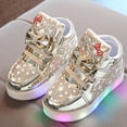 thumbnail image 1 of ZHOGXU Children Kids Girls Sneakers Light Up Non Slip Soft Sole Comfortable Breathable Stylish Shoes For Party,Gold,5.5-6 Years, 1 of 9
