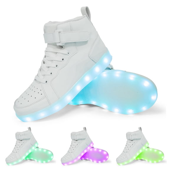 ZHOGXU Children Kids Girls Sneakers Non Slip Soft Sole Led Light Fashion Comfortable Shoes For Casual Daily Wear,White,11.5-12 Years