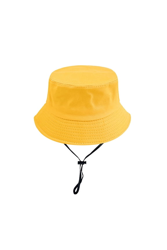 Children'S Fisherman Hat Solid Color Light Plate Basin Adjustable Pure Cotton Caps For Both Boys And Girls Vacation Daily Play,Yellow,7-10 Years