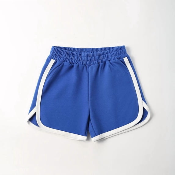 ZHOGXU Children Summer Boys Girls Shorts Elastic Waist Color Block Breathable Comfortable Soft Shorts For Casual Daily Wear,Blue,6-7 Years