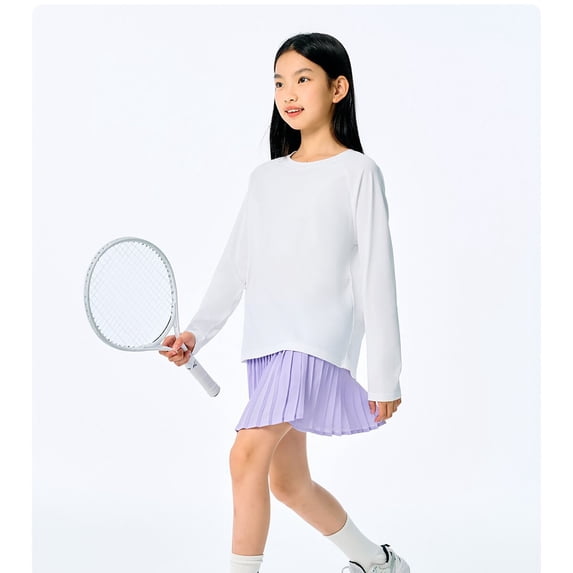 ZHOGXU Childrens Kids Girls Summer Skirt High Waist Solid Color Comfortable Fashion Mini Pleated Skirt For Casual Daily Wear,Purple,130