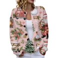 thumbnail image 1 of ZHOGXU Christmas Women's Cardigan Santa Print Long Sleeve Button Down Sweater Coat Lightweight Cozy Jacket ,Light Pink9,L, 1 of 5