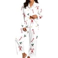 thumbnail image 1 of ZHOGXU Christmas Womens 2 Piece Pajama Sets Printed Long Sleeve Button Down Top Pant Pjs Sets Cozy Nightwear Homewear,White,L, 1 of 5