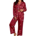 thumbnail image 1 of ZHOGXU Christmas Womens 2 Piece Pajama Sets Printed Long Sleeve Button Down Top Pant Pjs Sets Cozy Nightwear Homewear,,M, 1 of 5