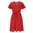 thumbnail image 1 of ZHOGXU Classic Floral Polka Print Midi Dresses For Women Short Sleeve V Neck Loose Fit Dresses Fancy,Vacation, 1 of 3
