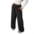 thumbnail image 1 of ZHOGXU Classic High Elastic Waist Solid Color Wide Leg Jogger Kids Girls Pants With Pocket All Season Suitable, 1 of 4
