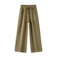 thumbnail image 1 of ZHOGXU Classic Solid Color Elastic Waist Drawstring Wide Leg Jogger Kids Girls Pants With Pocket Back To School Wear, 1 of 4