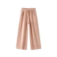 thumbnail image 1 of ZHOGXU Classic Solid Color Elastic Waist Drawstring Wide Leg Jogger Kids Girls Pants With Pocket Comfortable Everyday Wear, 1 of 4