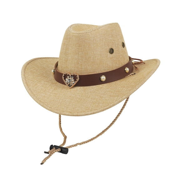 ZHOGXU Cool Western Cowboy Hat Heart Applique Chin Strap Kids Boys Girls Daily Casual Wear