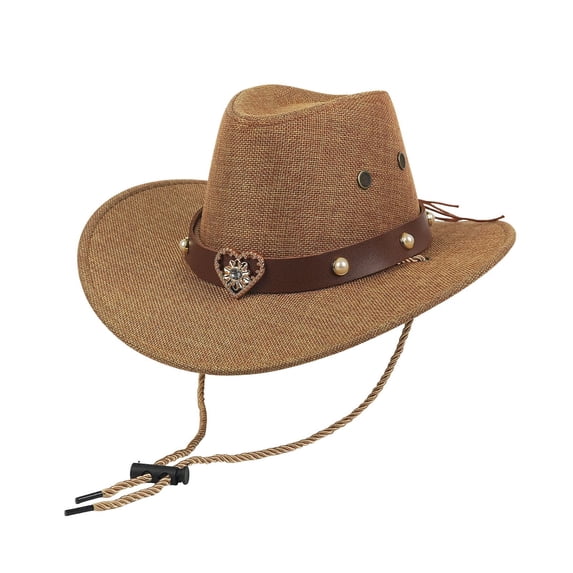 ZHOGXU Cool Western Cowboy Hat Heart Applique Chin Strap Kids Boys Girls Sport Wear