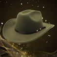 thumbnail image 1 of ZHOGXU Cowboy Hat For Men And Women With Decoration Ethnic Style Wide Brim Stylish Comfortable Caps For Country Dance Party Stage Performance Army Green One Size, 1 of 4
