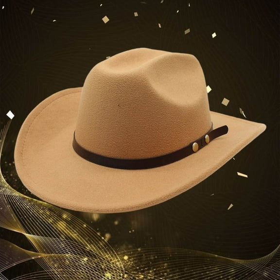ZHOGXU Cowboy Hat For Men And Women With Decoration Ethnic Style Wide Brim Stylish Comfortable Caps For Country Dance Party Stage Performance Gold One Size